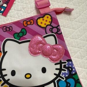 Hello Kitty Pink and White Drawstring Bag with Glitter Bow
